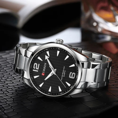 Imagen 2 del producto Reloj de pulsera simple resistente al agua para hombre con esfera grande y reloj de negocios con escala de palo Reloj de cuarzo Relojes de pulsera deportivos de acero inoxidable