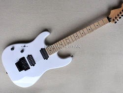 6 Strings White Left Hand Electric Guitar with Tremolo Bridge,Maple Fretboard,Can be Customized