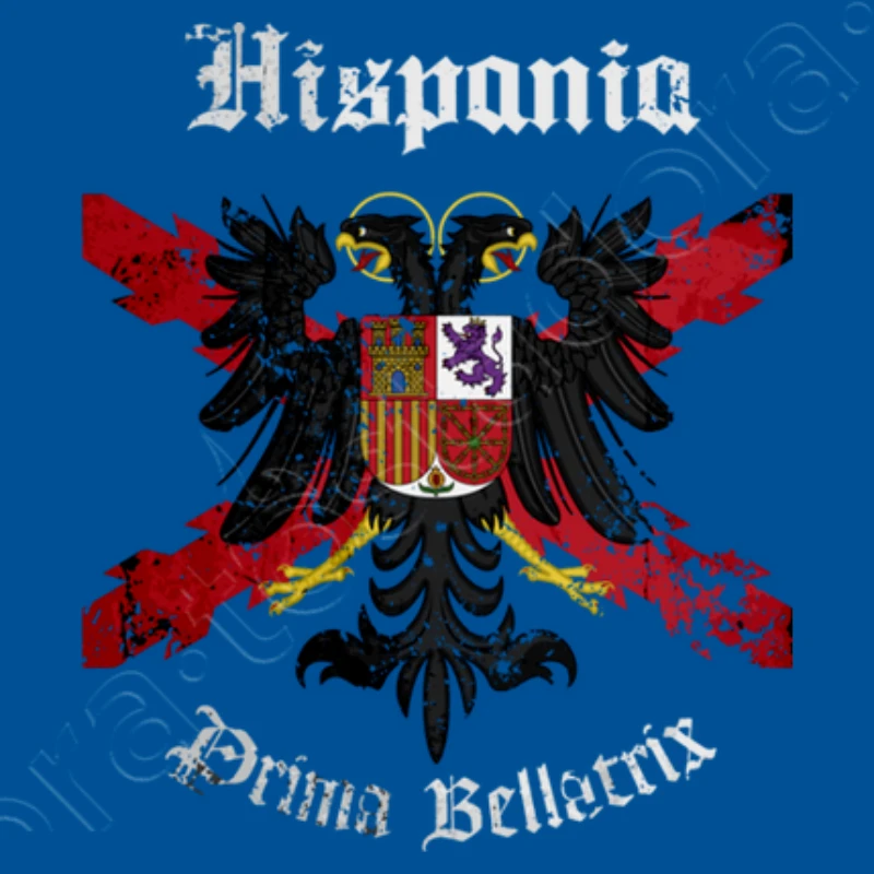 Hispania. First Bellatrix. Spanish Cross of Burgundy Eagle Badge T Shirt. Short Sleeve 100% Cotton Casual T-shirts Loose Top New