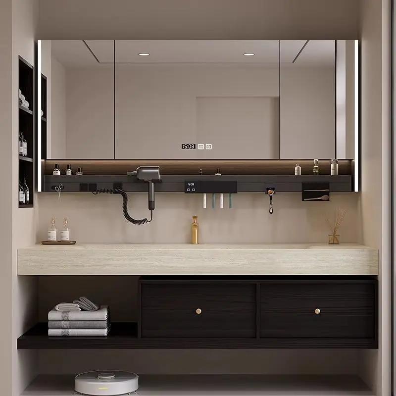 Medium-sized intelligent slate hot bending integrated basin bathroom cabinet combination washbasin toilet intelligent hand