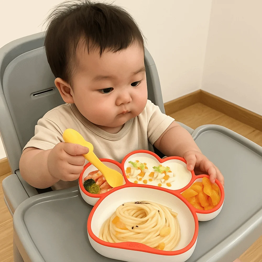 

Non-Slip Cat Paw Suction Dinner Plate BPA-Free Durable Divided Silicone Suction Plate Waterproof Sturdy Kids Feeding Tableware