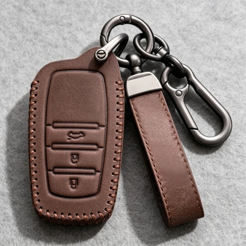 Leder-Autoschlüsselhülle für Toyota Hilux Yaris TLC200 Rav4 CHR Revo Auris Venza Camry 55 Prado 150 Fernbedienungszubehör