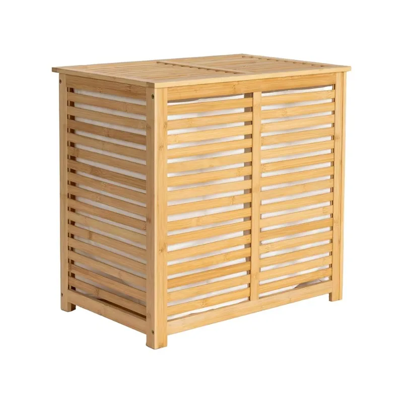

Lightweight waterproof bamboo laundry basket removable basket design saves household space