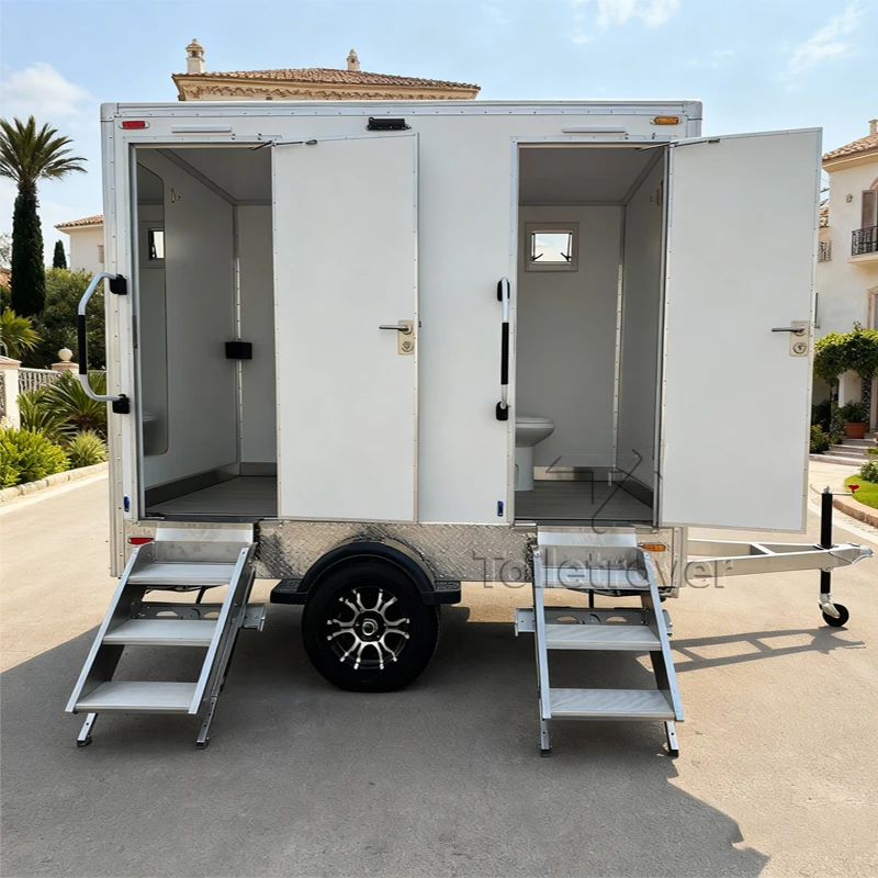 Customizable Mobile WC Restroom Trailer Modern Portable Toilet with Shower for Camping, Construction and Outdoor Activities