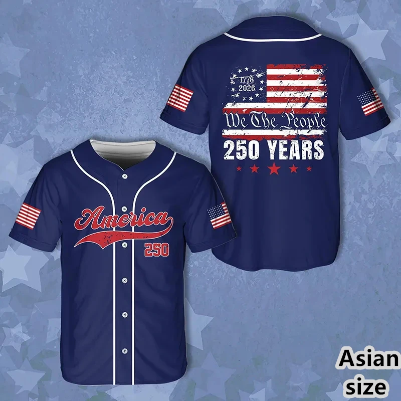 USA 250th Anniversary Baseball Jersey For Men Personalized Name Shirt 1776 -2026 American 250 Years Patriotic Sport Shirts Gifts