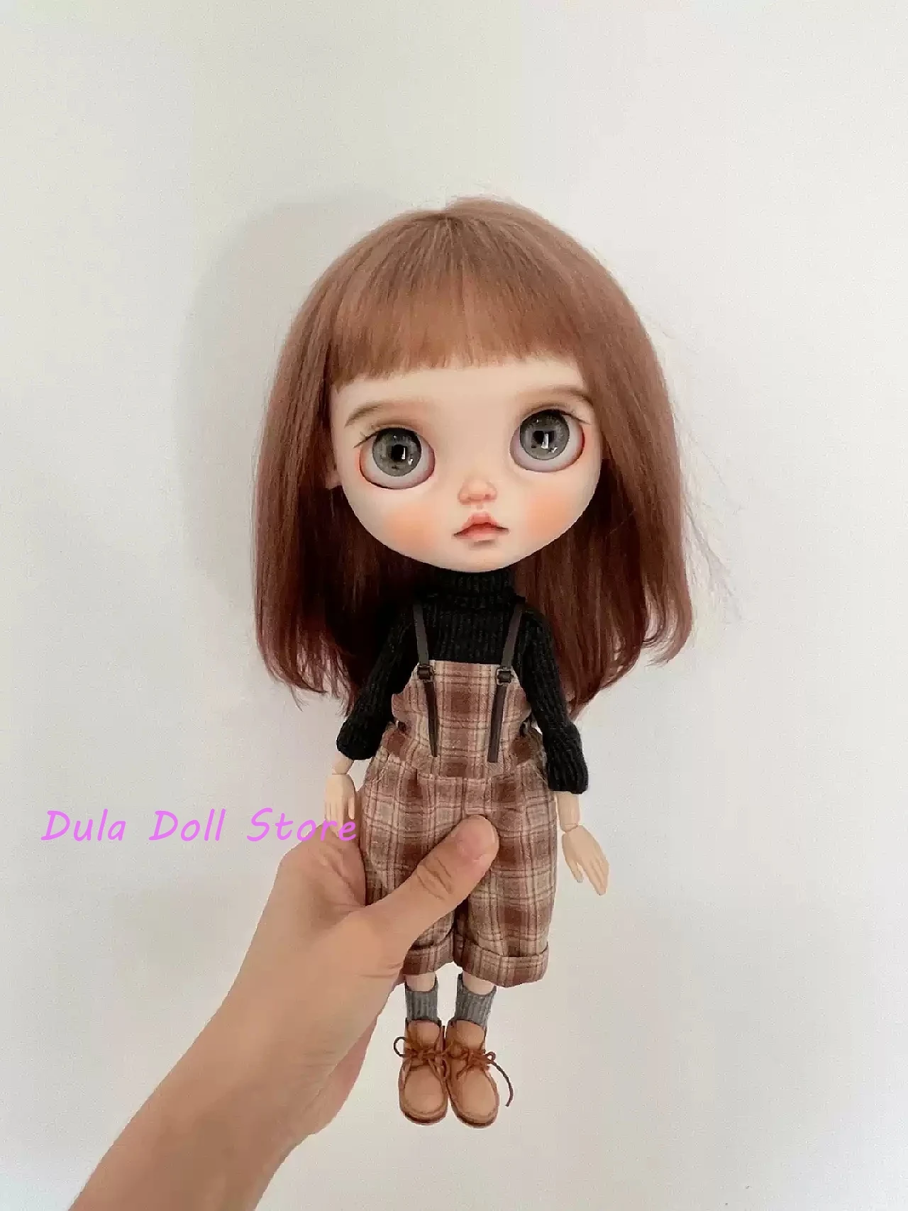 

Dula Doll Clothes Dress Plaid brushed bib suit ob24 ob22 Azone Licca ICY JerryB 1/6 Bjd Doll Accessories