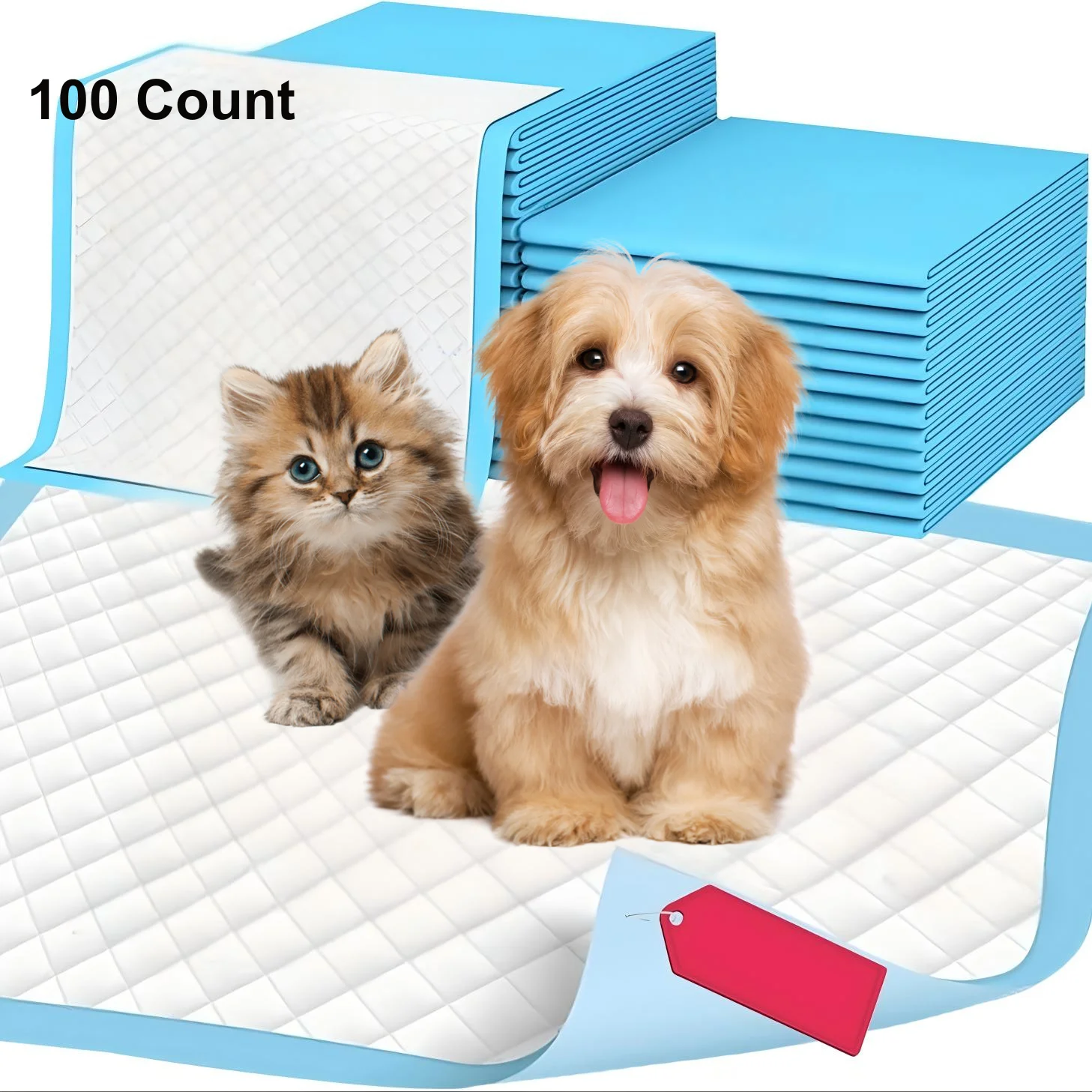 

Puppy Pads 24"x24" (100 Count),Pee Pads for Dogs Potty Training Super Absorbent & Leak-Proof Design, Disposable Pet Pads