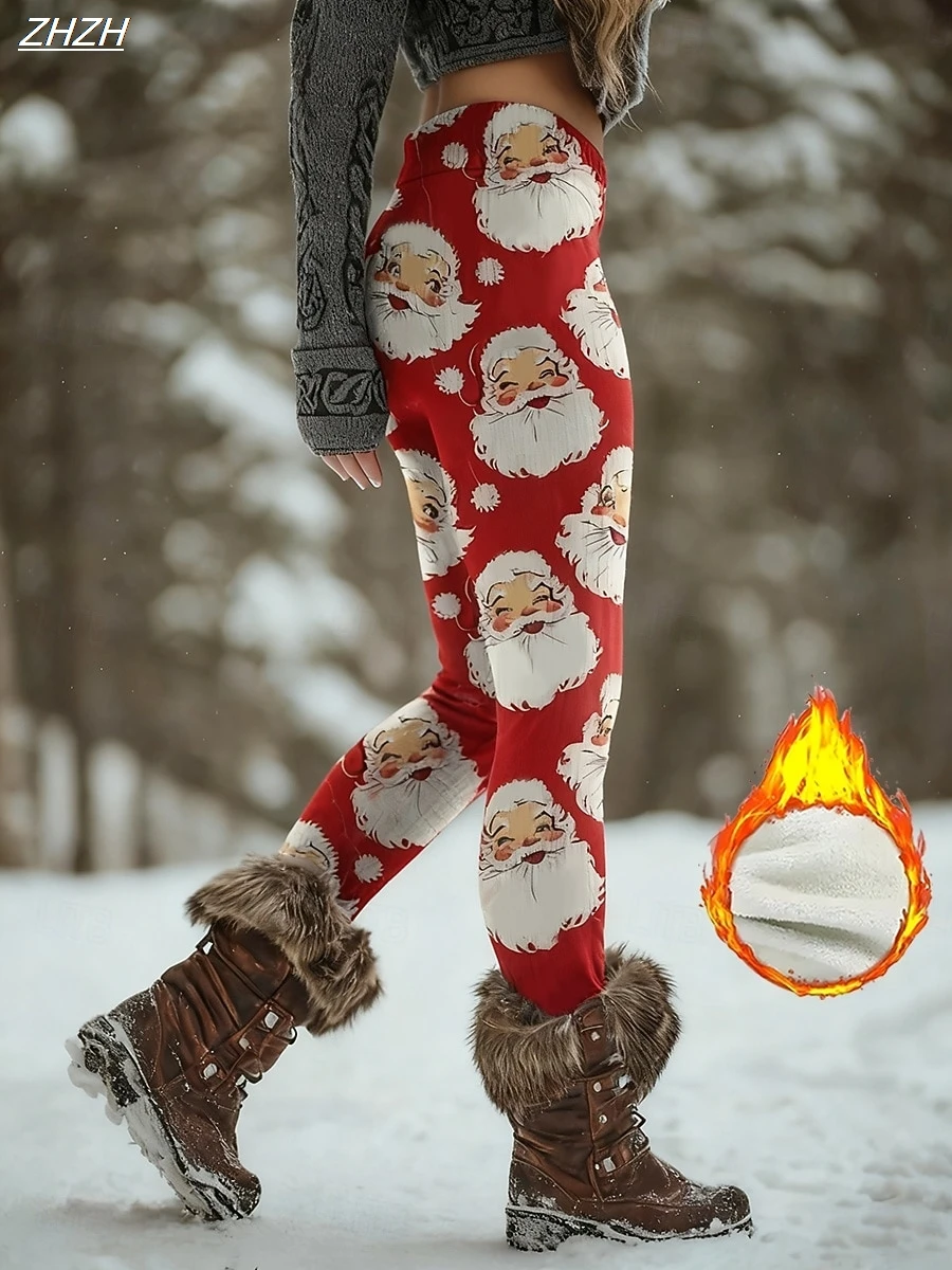 

Christmas Women's Pants Leggings Vacation Streetwear Full Length Pants Ugly Christmas Snowflake Thermal Warm Comfy Stretchy