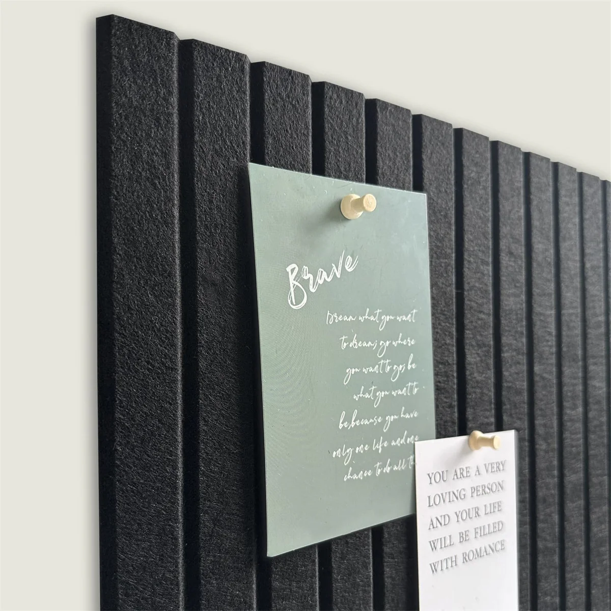 6pcs Large Black Cork Board Office Wall Paneling Felt Bulletin Slat Tile for Organizing And Displaying