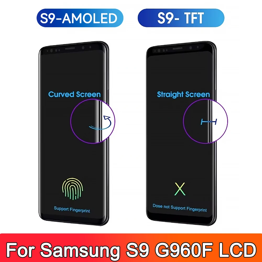 100% Tested Display For Samsung Galaxy S9 LCD With Digitizer Touch Screen Assembly SM-G960FD S9 G960 LCD with Frame Replacement