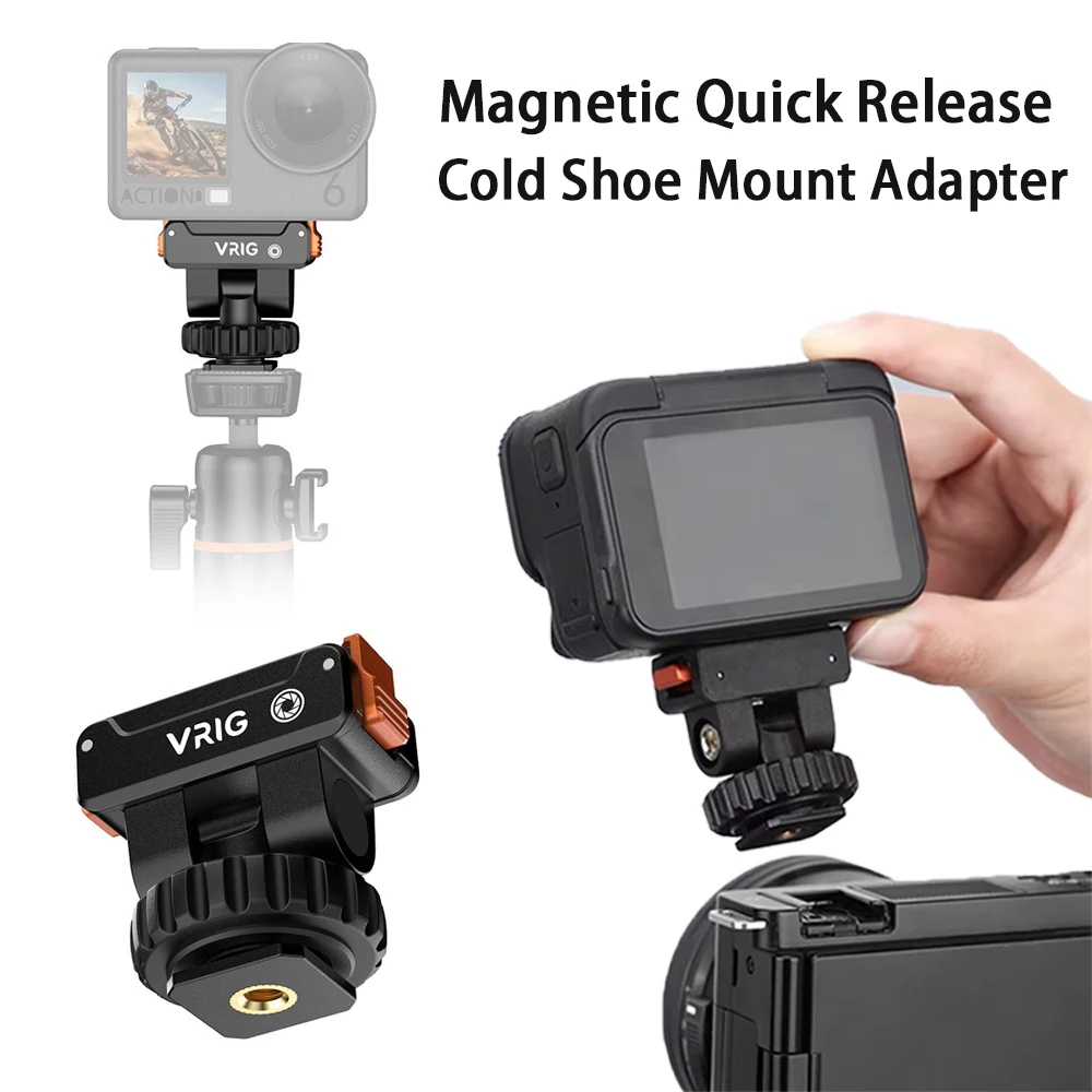 1/4 Inch Magnetic Quick Release Cold Shoe Mount Adapter for Insta360 Ace/Ace Pro/Ace Pro 2 Camera Tripod Photography Accessories