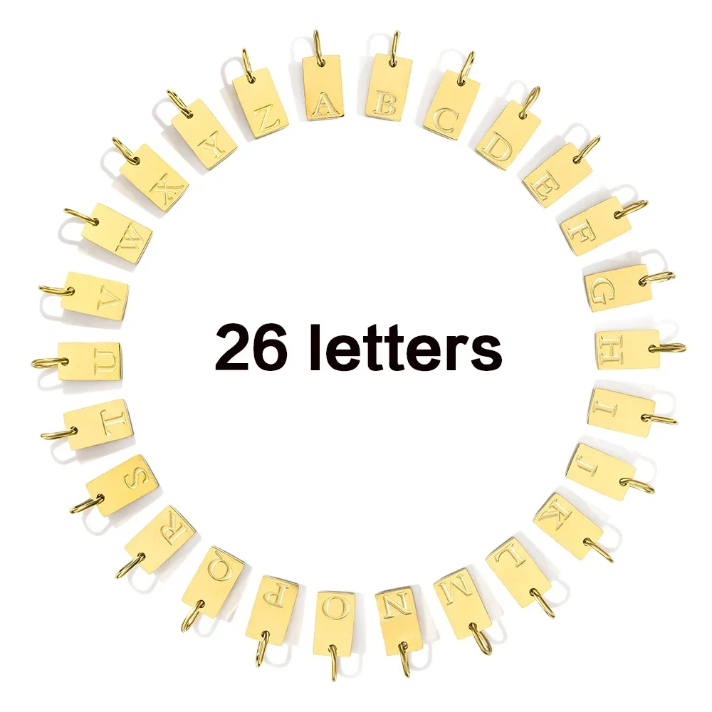 Simple Initial Name 10PCS A-Z Letter Charm Gold Plated Stainless Steel Pendant Necklace Fashion Jewelry Supplies Birthday Gift