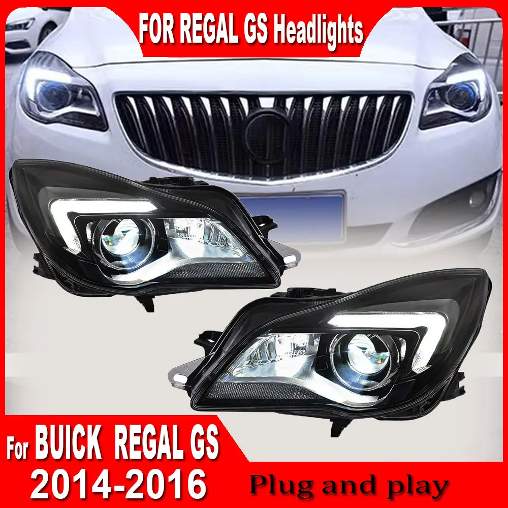 Car Headlight For BUICK  Regal GS 2014 2015 2016 Head Lamp Assembly DRL Signal Daytime Running  Accessories Plug And Play 2pc