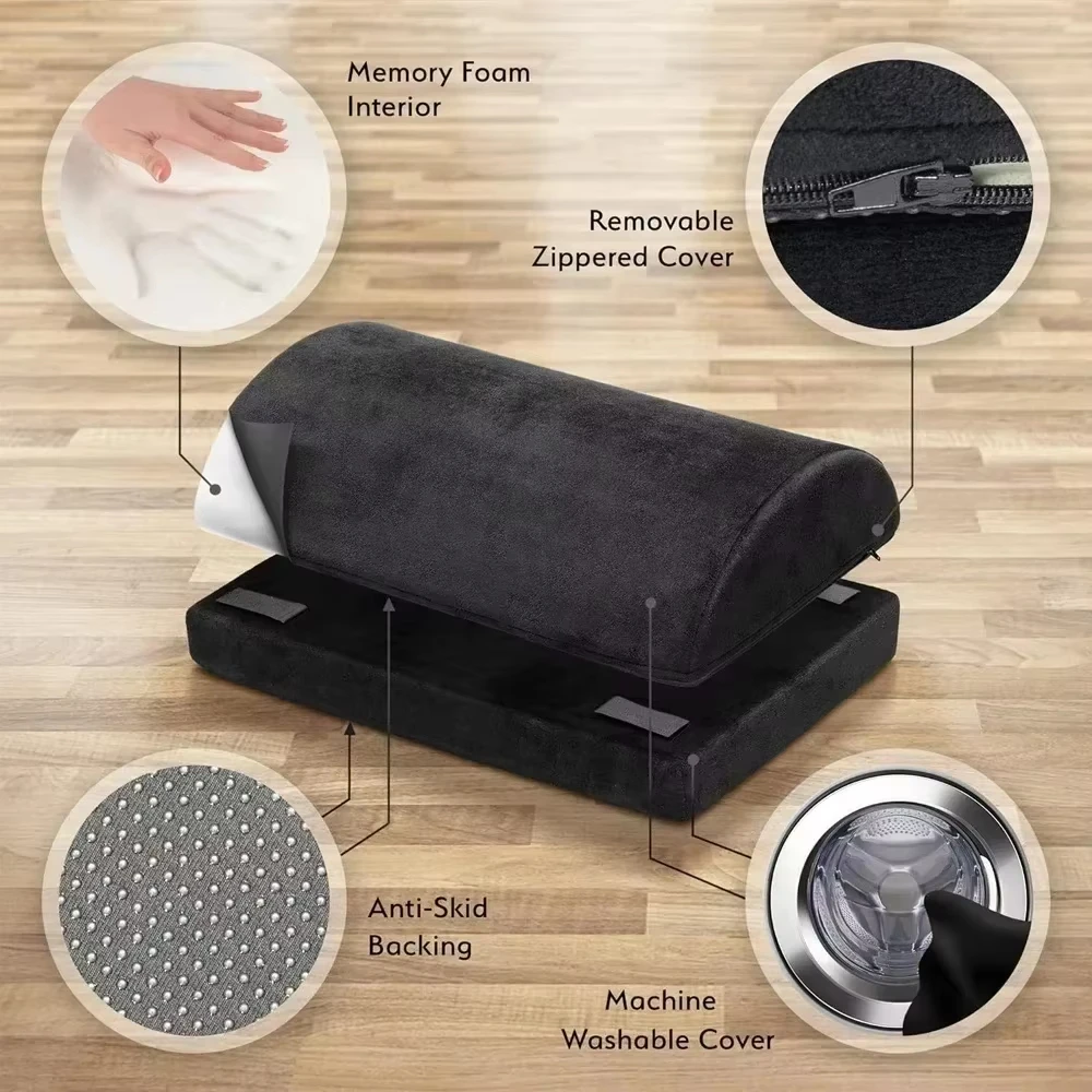 2 Heights Adjustable Foot Rest Under Desk, Soft Memory Foam Footrest Under Desk for Foot Rest At Work, Home, Airplane, Travel image 4