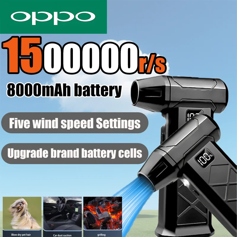 

Мощный пылесборник OPPO, 1500000 об/мин, бесщеточный двигатель, уличный пылесос, перезаряжаемый вентилятор типа C, турбовентилятор для очистки