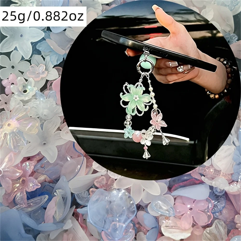 25g 0,8-3,6cm Verschiedene Blumen Blau Rosa Acrylperlen DIY Armband, Halskette, Accessoire, Anhänger Dekorationsperlen, Geschenke für Feiertage