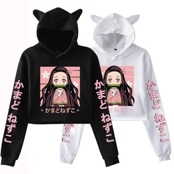 New Kamado Nezuko Printing Hoodies Women Girl's Sweatshirt Harajuku Sportswear Y2k Hoodies Anime Short Hooded Pullover Tops