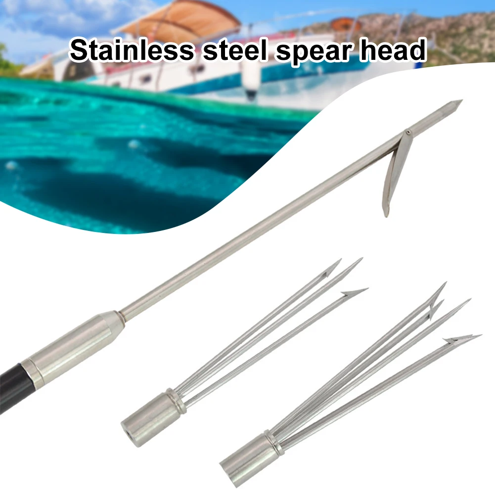 Stainless Steel Prong Harpoon Fish Spear Fork Diving Ice Breaker Drill Tackle 3 Prong Lionfish Tip Paralyzer Tip Single Barb Tip