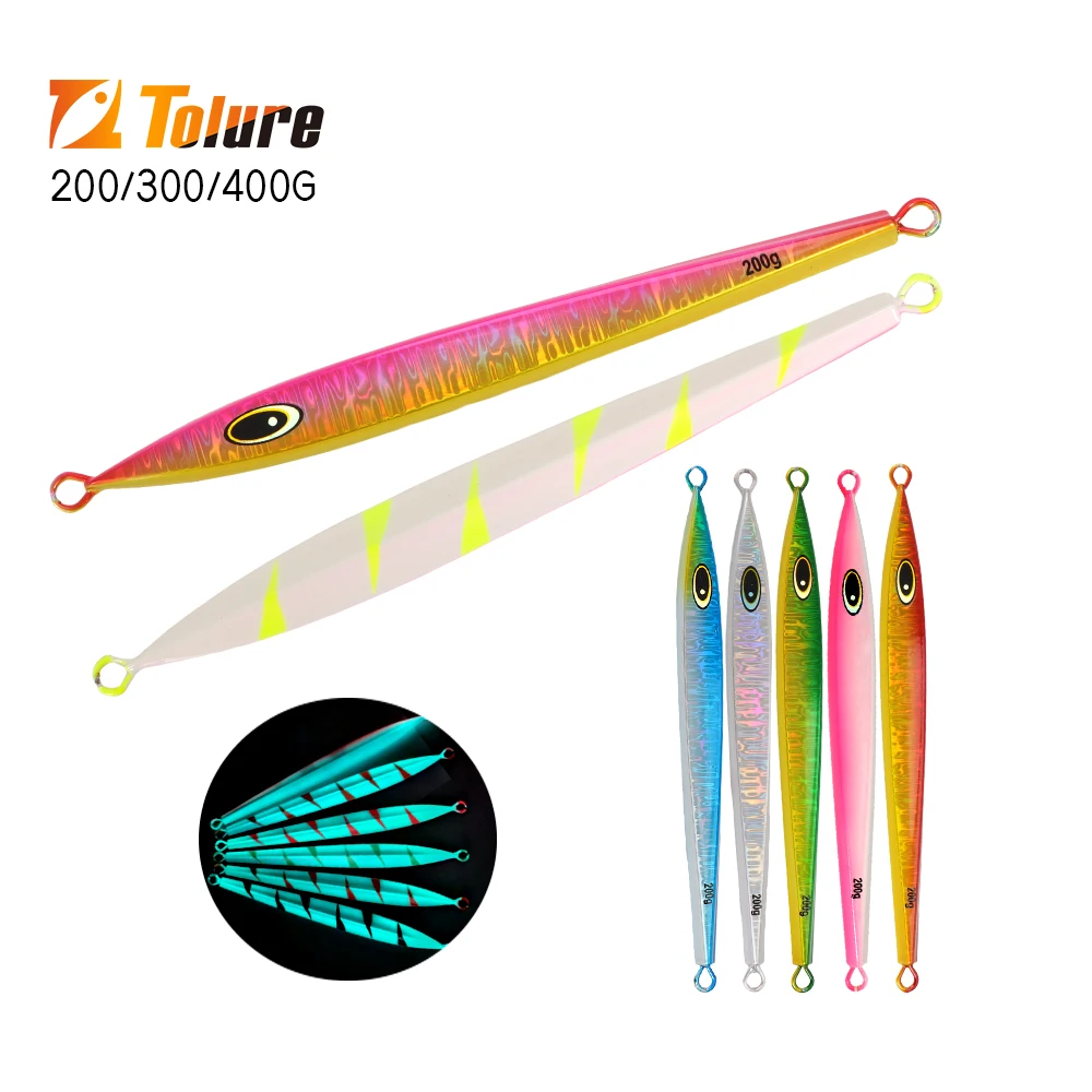 TOLU NEW Fast Sinking Metal Jig 130g150g180g200g250g300g400g Long Casting Fast Sinking Fall Jigs Saltwater Deepsea Fishing Lure