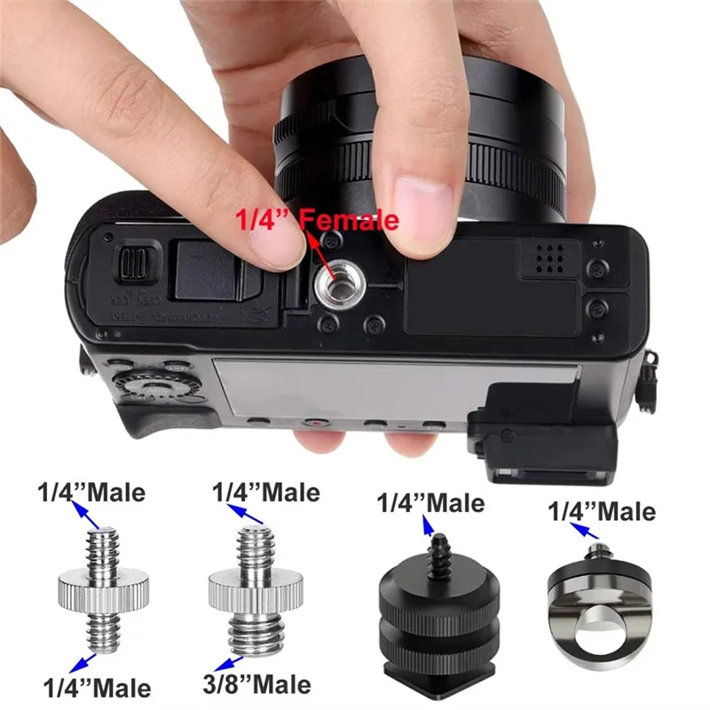 A96I-26Pcs Camera Screw Mount Set 1/4 Inch And 3/8 Inch Converter Threaded Screws Adapter Flash Shoe Mount