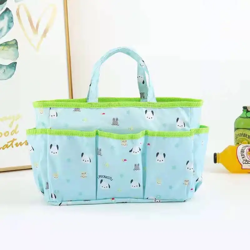 Sanrio Storage Bag Hello Kitty Cinnamoroll Kuromi Diaper Bottle Bag Portable Shopping Bag Lunch Bag Bento Case Women Makeup Bag