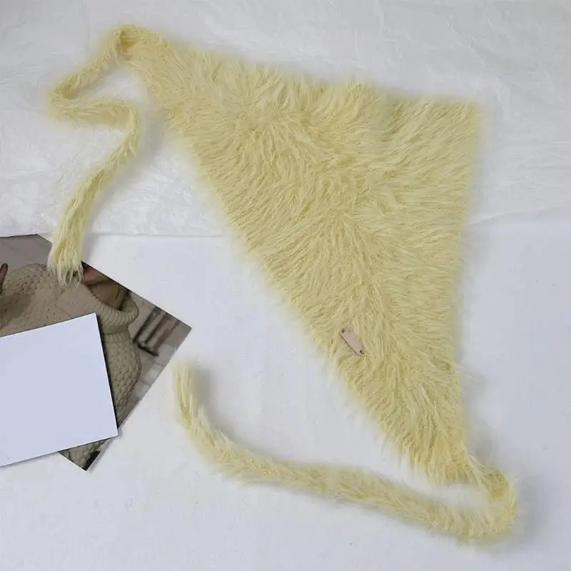 

39BC Knitted Kerchief Hot Girls Crochet Hairband Candy Color Headscarf for Girls