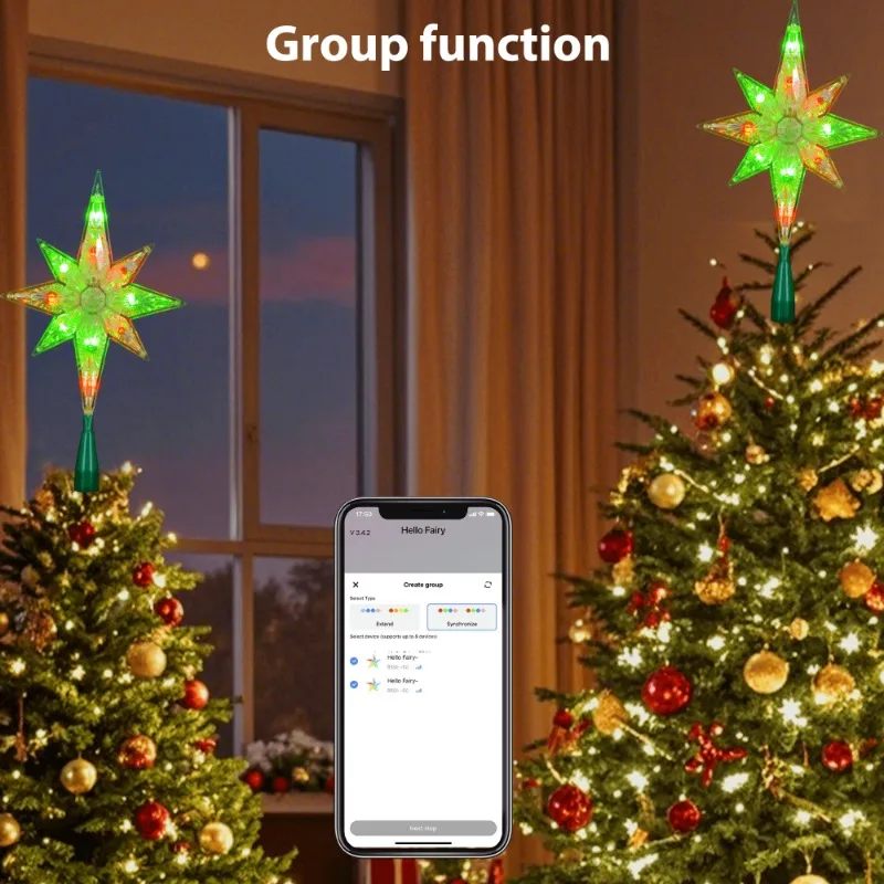 Led Abyssal Mirror Lamp Smart App Remote 5V USB RGB Christmas Tree Decor Light Music Sync Voice Xmas Topper Holiday Party Decor