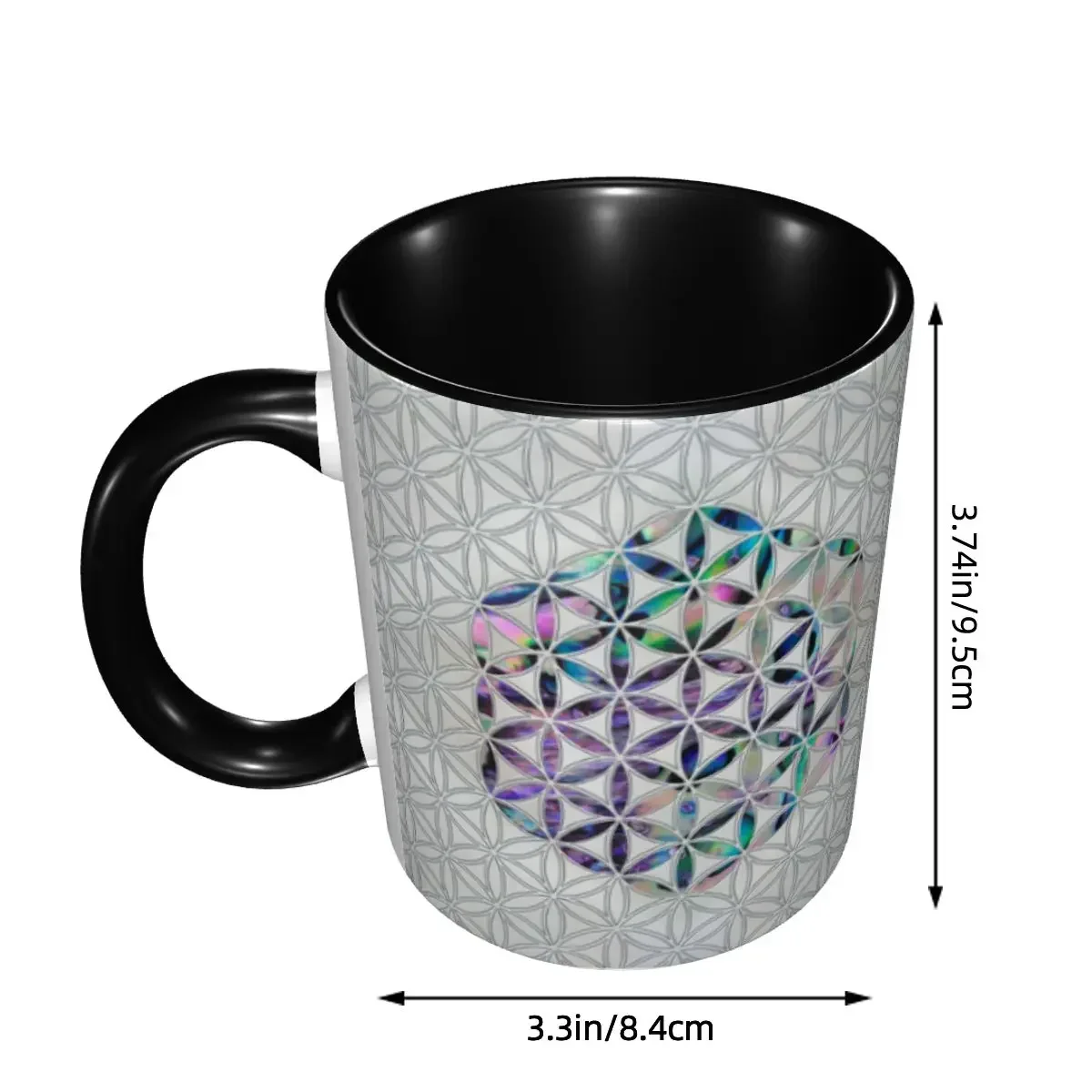 DIY Flower Of Life Abalone Shell On Pearl Ceramic Mug Personalized Geometric Mandala Coffee Cup Creative Gift