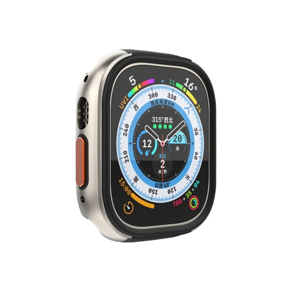 2 Trong 1 Hợp Kim Nhôm + Nhựa TPU Dành Cho Đồng Hồ Apple Cực 49Mm Anri-Trầy Xước Kim Loại Cứng đồng Hồ Dây Da
