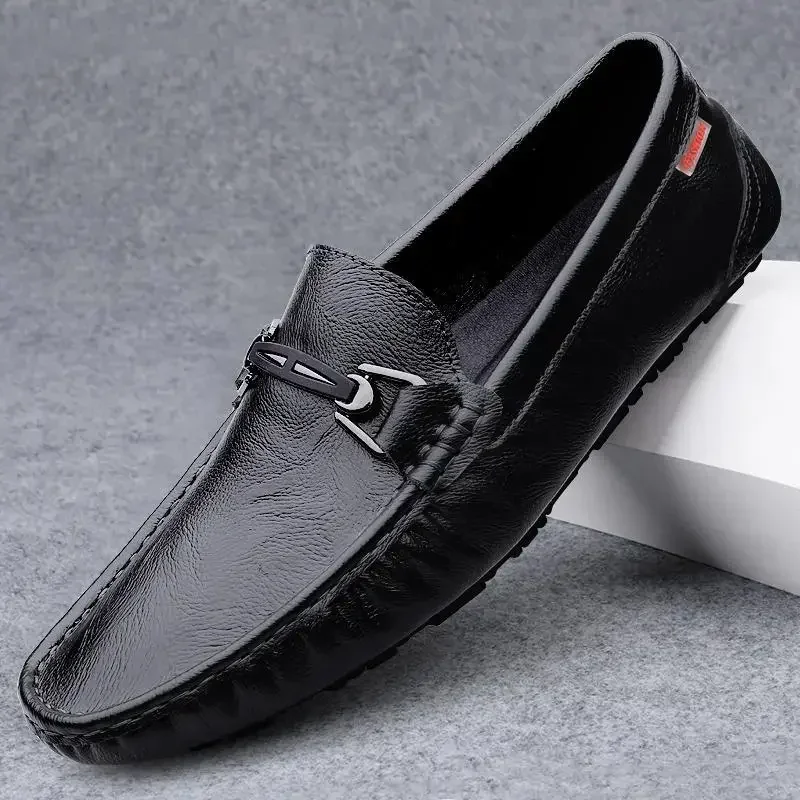 Loafers Men's Shoes Famous Brand Business Four Seasons Fleece-lined Leather Casual Shoes Men's Moccasins