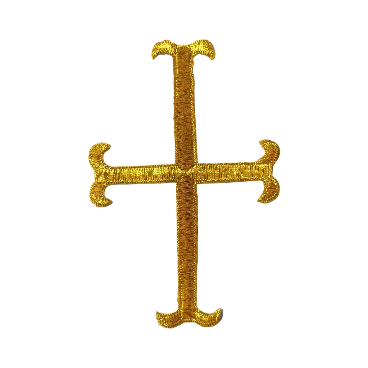 Iron on Embroidered Patches Gold Jesus Cross Christ Lace Appliques Cosplay Fabric Trims Gold and Silver 11cm*18cm