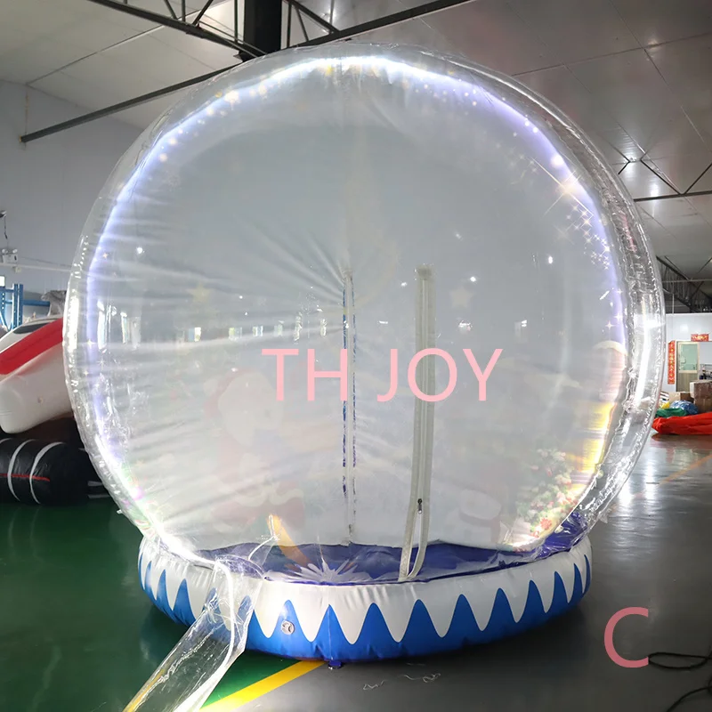 snel luchtschip tot deur, commercieel transparant PVC bubbelhuis, menselijk formaat 3m grote opblaasbare sneeuwbol voor Kerstmis