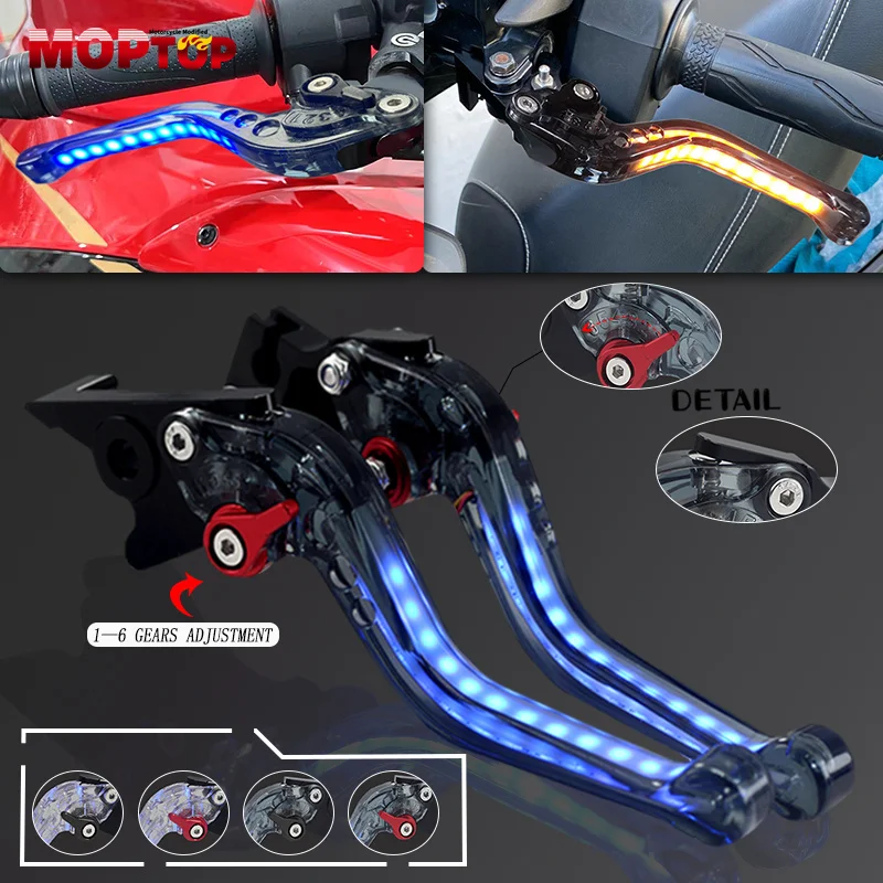 Motorcycle Light-up Signal Turn light Brake Clutch Handle lever For SV650 /650X DL650 V-STROM GSR 600 750 GSXS750 SFV650 GLADIUS