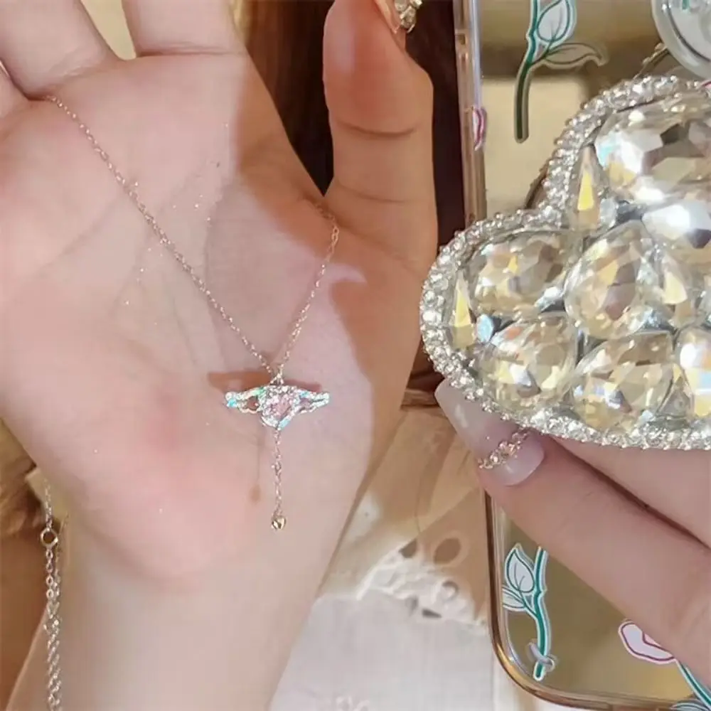 Snake Chain Choker Alloy Bowknot Necklace Silver Classic Zircon Cross Pendant Simple Fashion Temperament Clavicle Chain Gifts