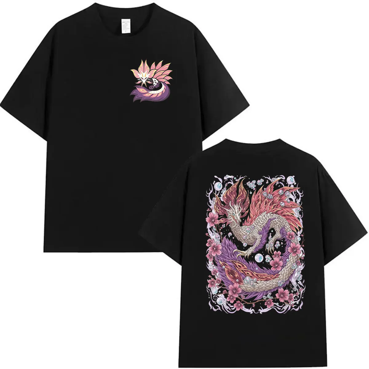 Game Monster Hunter Mizutsune The Bubble Fox Leviathan Print T Shirts Men Women Summer Fashion Vintage Oversized Cotton T-shirt