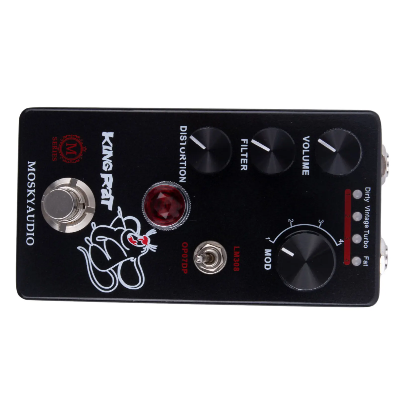 

Фильтр громкости Mosky King Rat, педаль искажения Fuzz, переключатель LM308/OP07DP, винтажный и турбо режимы, классический и жирный звук, черный