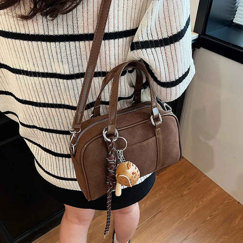 

Женские замшевые сумки с верхней ручкой, сумки через плечо, винтажные сумки, ретро-клатчи, дорожные сумки, дизайнерские люксовые сумки Boston