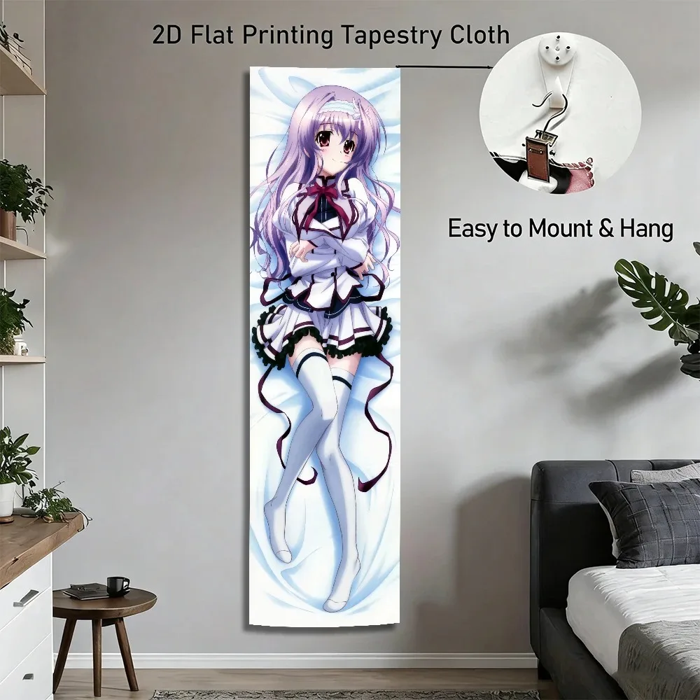 Pink Polka Dot Anime Girl Long Tapestry Cute Lolita Style Wall Hanging for Bedroom Dorm Aesthetic Decor Multiple Sizes