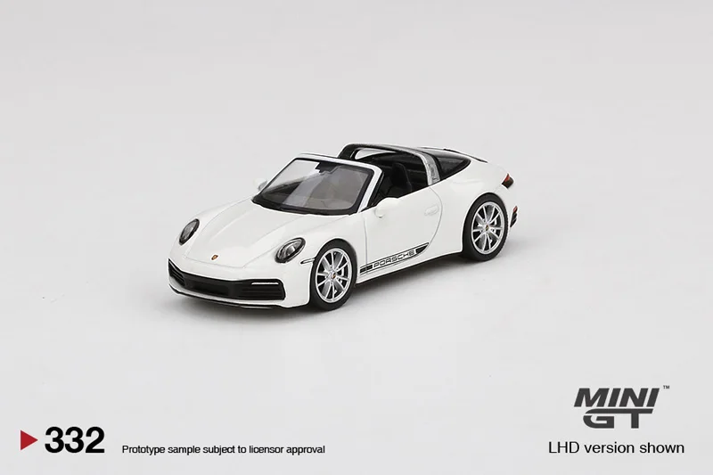 TSM MINI GT 1:64 #332 911 Targa 4S White Die-cast alloy car model collection display  gifts