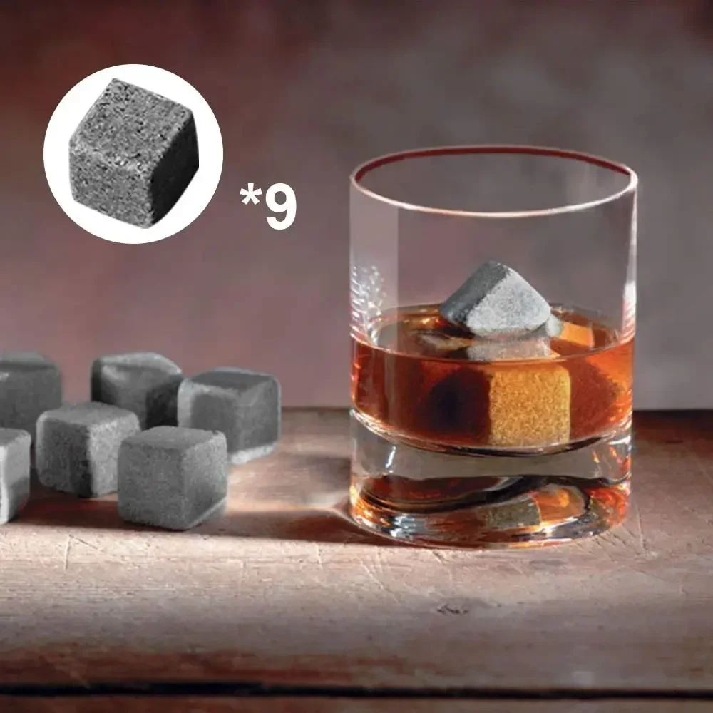 Whiskey Stones Gift Set Granite Chilling Stones Whiskey Rocks Reusable Ice Cubes Best Drinking Gift