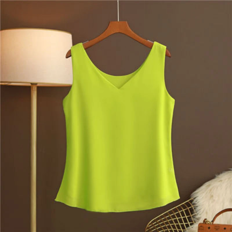 Original New Arrival 2024 Summer Fashion Brand Sleeveless Top Women's Chiffon Shirt Loose Plus Size Show Clothing Shirt Blouse