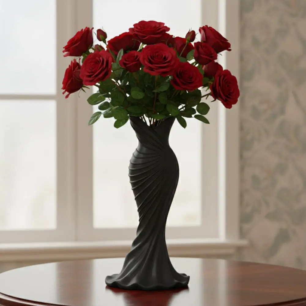 Gown-Shaped 3D Printed Flower Vases Flower Arrangement Minimalist-Style Elegant Dress Vase Twisted Design Decorative Vase
