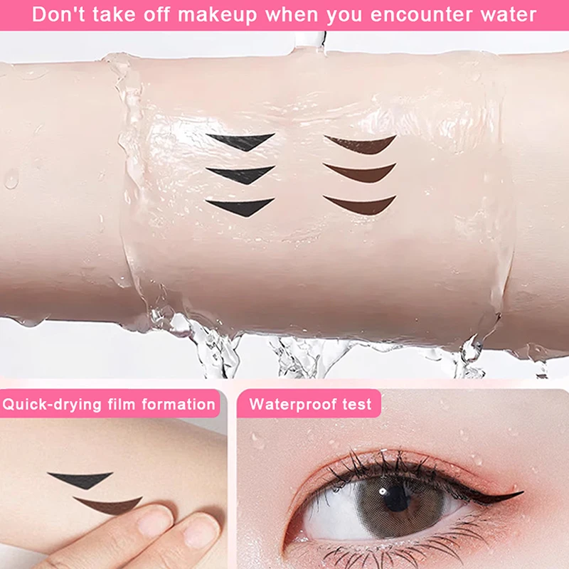 Sello delineador de ojos 4 en 1, tipo magnético integrado, negro, marrón, doble punta, plantilla de ala de delineador de ojos DIY, duradero, resistente al agua, de secado rápido
