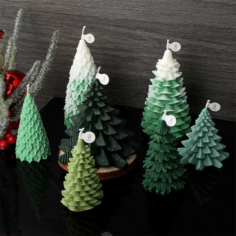 3D Christmas Tree Candle Molds Silicone Pine Tree Silicone Mold for Epoxy Resin Casting DIY Aromatherapy Candles