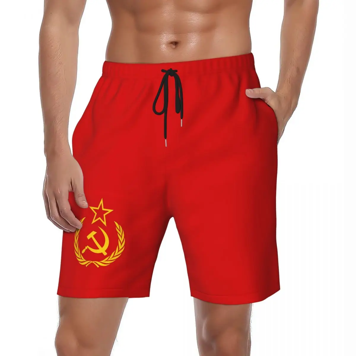 CCCP Russian Board Shorts Summer Funny Cool Running Board Short Pants Men\'s Breathable Classic Custom Oversize Swimming Trunks