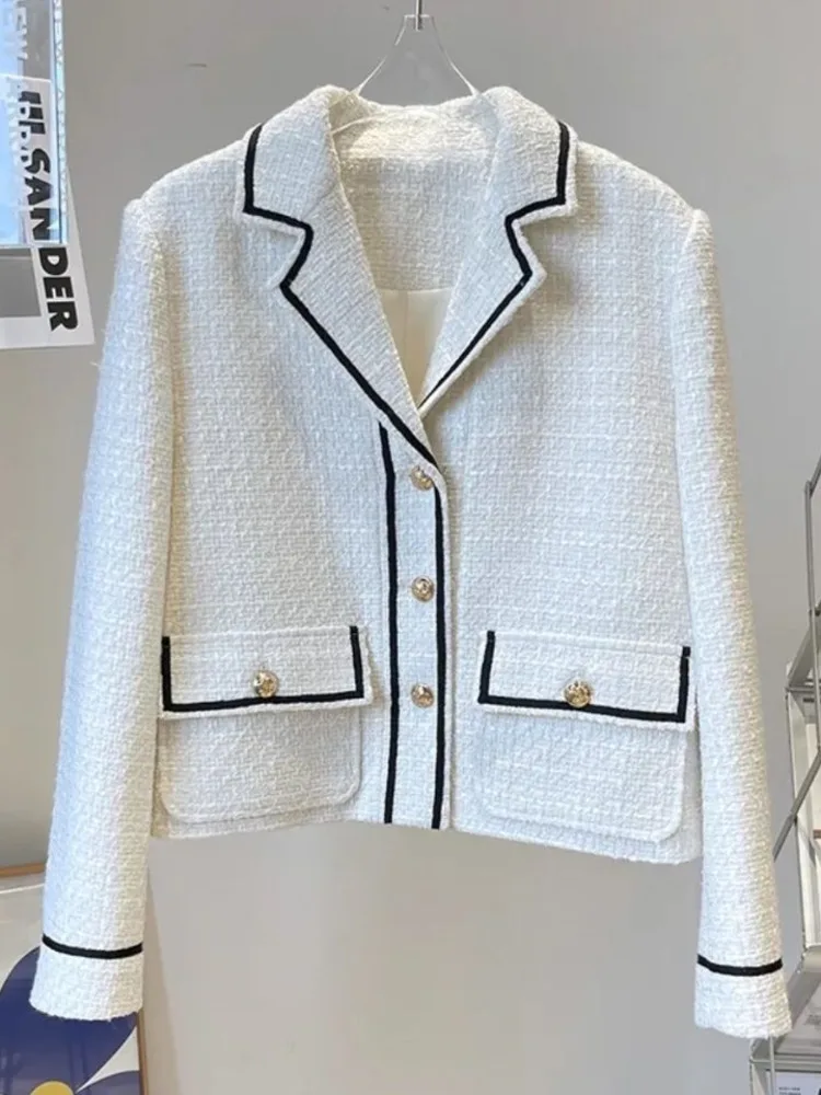 Women Blazer Casual Fashion Korean Vintage Elegant All-match Simple Soft Single-breasted Long Sleeve Street Office Lady Tops