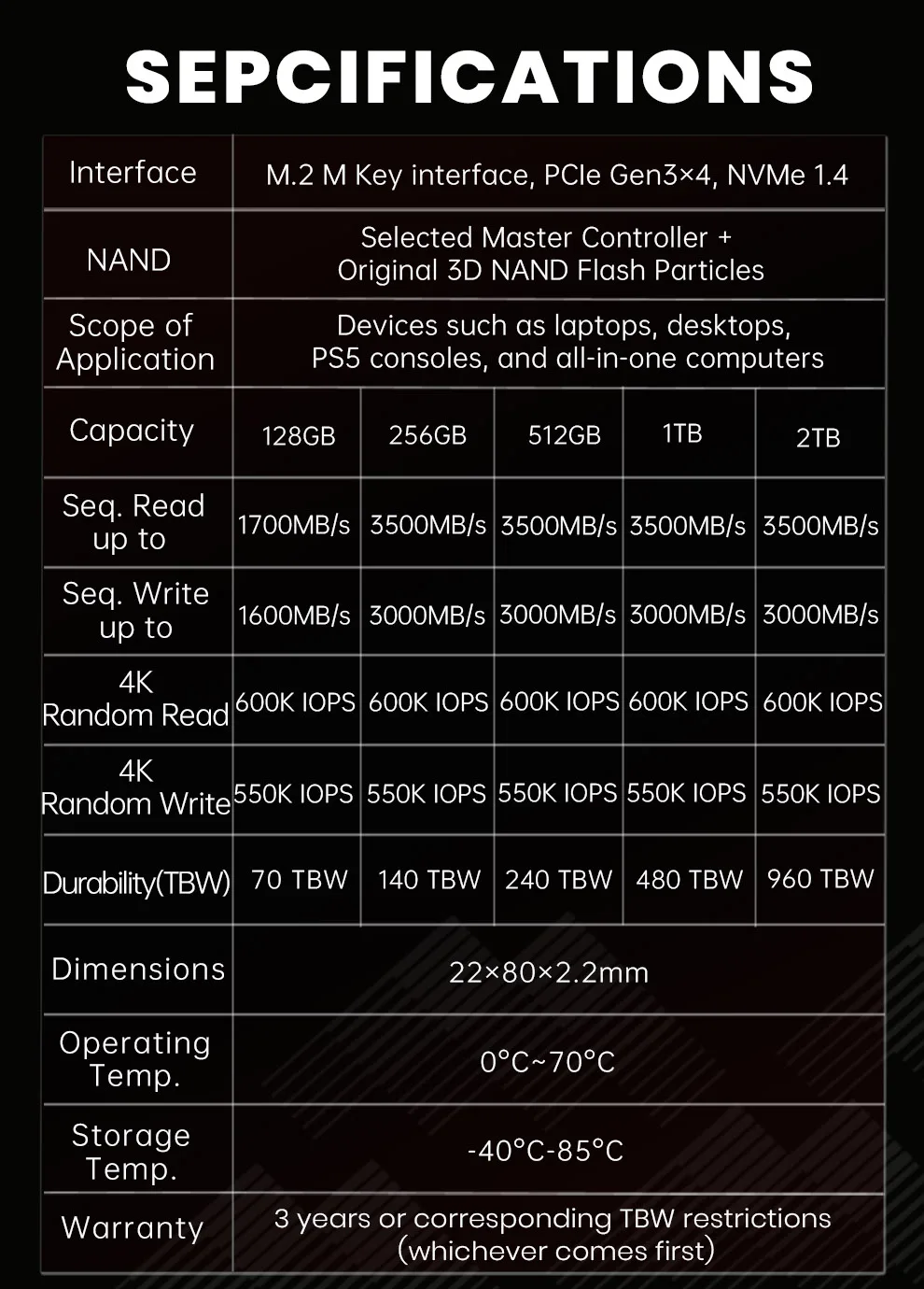 Taimi PCIe Gen3x4 NVMe M.2 2280 SSD, bis zu 3500 MB/s Lesegeschwindigkeit und 3000 MB/s Schreibgeschwindigkeit, für Gaming, Laptop, PC, Desktop-Workstation – Detail 11