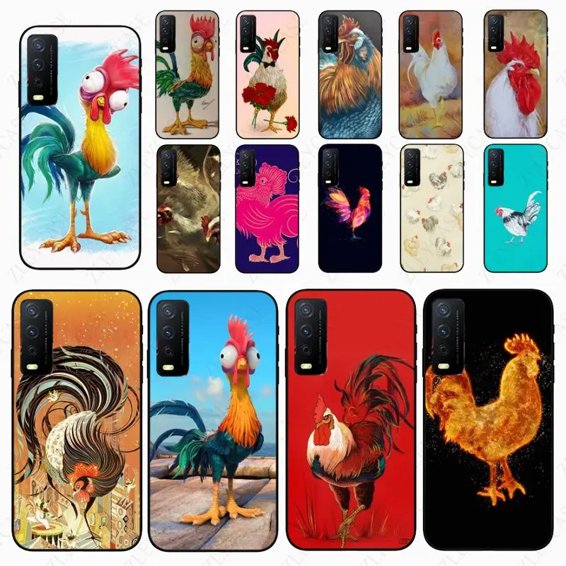 Chicken Cock Rooster drawing Phone cover For vivo Y35 Y31 Y11S Y20S 2021 Y21S Y33S Y53S V21E V23E Y30 V27E 5G CaseS coque