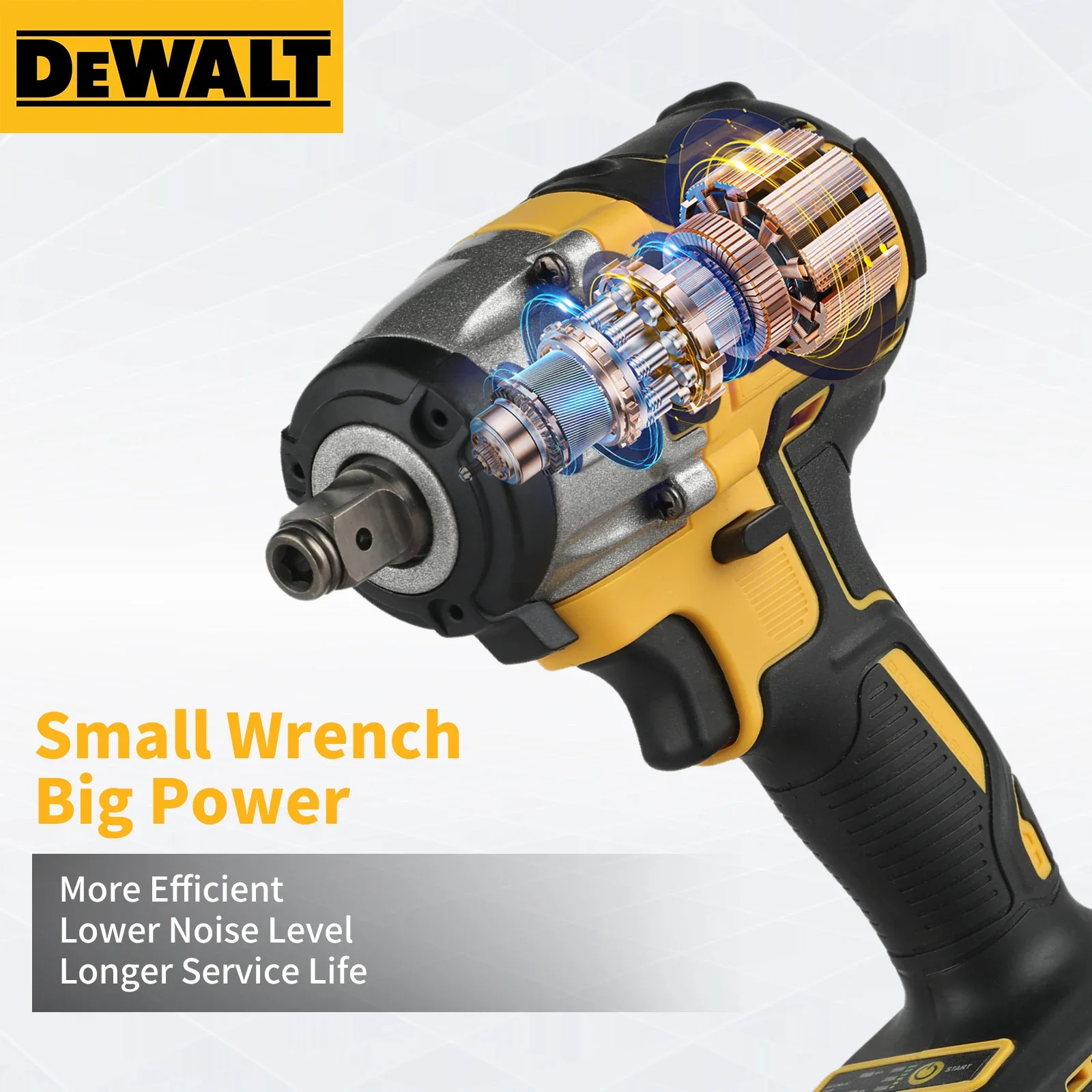 

Dewei 20v 203Nm Wireless impact wrench, High torque Brushless Impact Gun,1/2 Universal battery Compact Brushless Electric Wrench