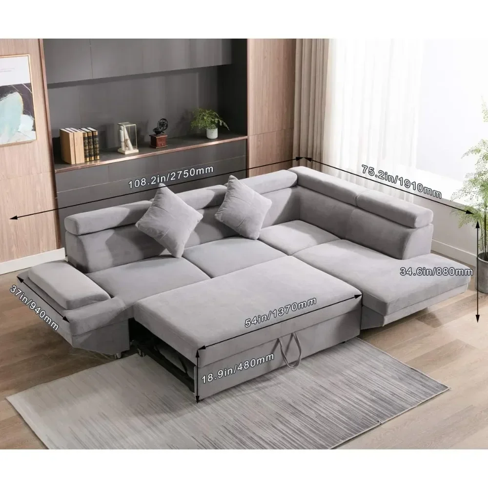 Sectional Sofa Sleeper Bed Sofas for Living Room Furniture Set Sofa Set Corner Sofa Fabric Contemporary Upholstered